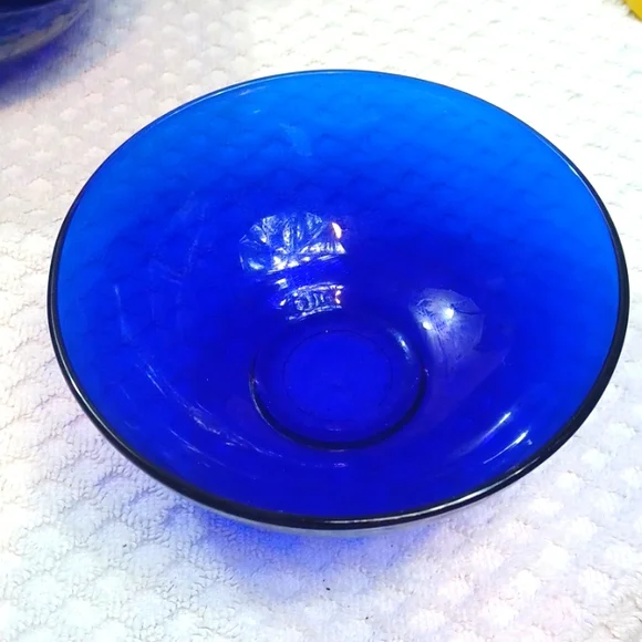 Vintage French Glass Cobalt Blue Dessert /Salad Bowl Set 7 5,5 X 3 - Picture 4 of 9
